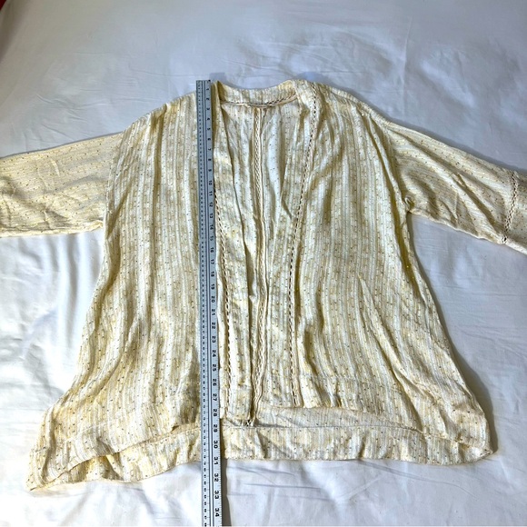 SOFT SURROUNDINGS Womens Large Glamour Topper Gold Sequin Open Cardigan 2CE04 - Picture 3 of 8